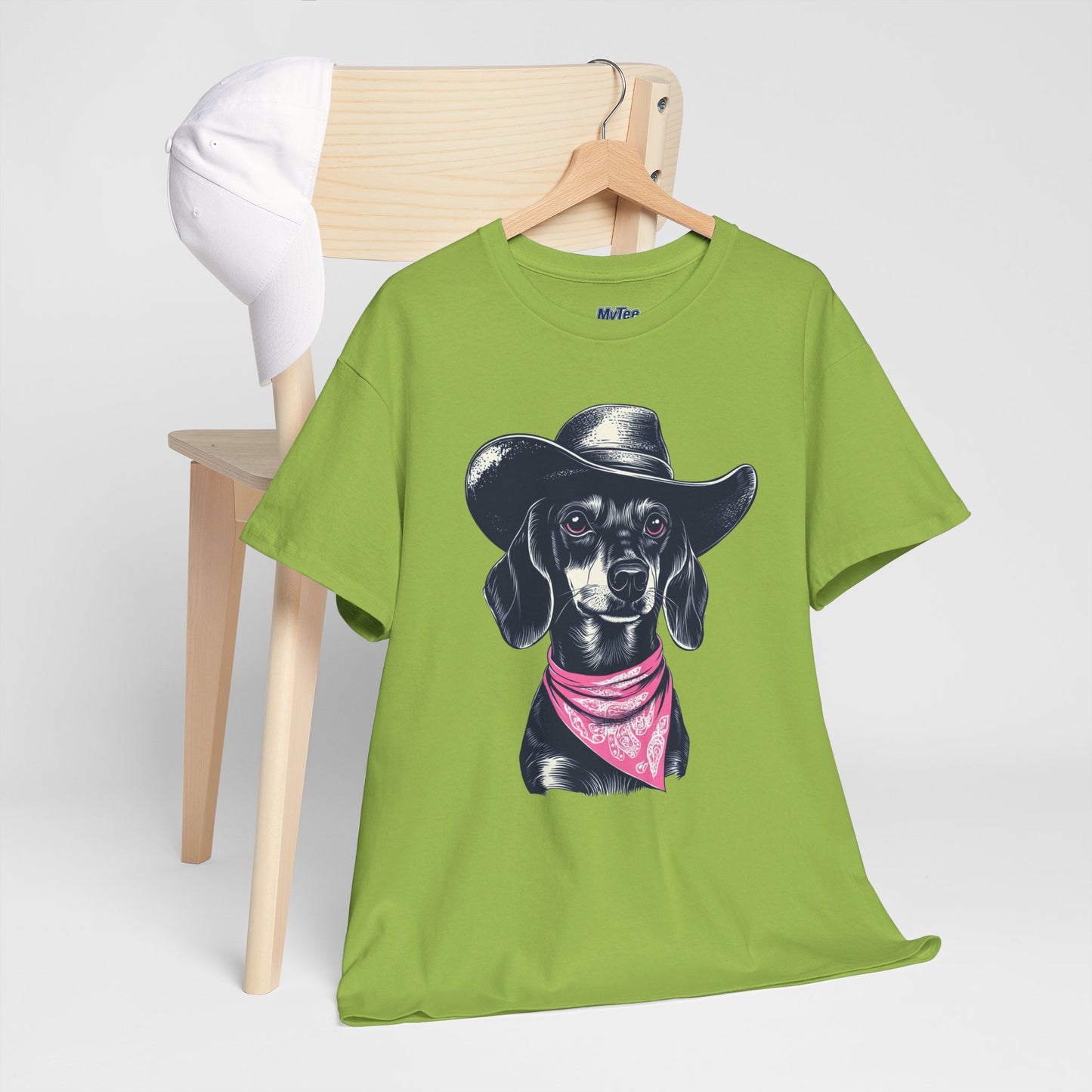 Dachshund Cowgirl Vibes T-Shirt – Pink Bandana Pup Shirt