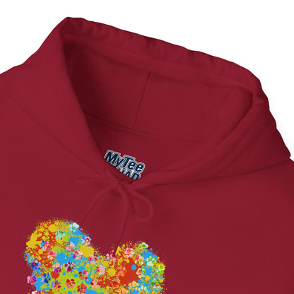 Colorful Heart Graphic Cozy Hoodie | Comfortable Winter Apparel