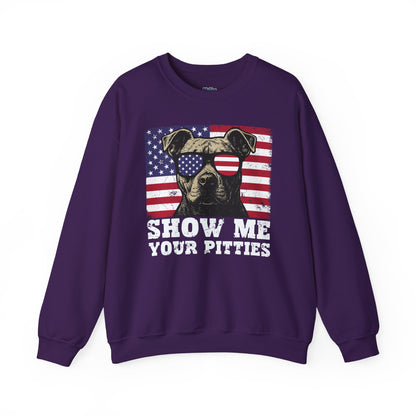 Show Me Your Pitties Patriotic Pitbull Sweatshirt – Funny USA Dog Lover Pullover