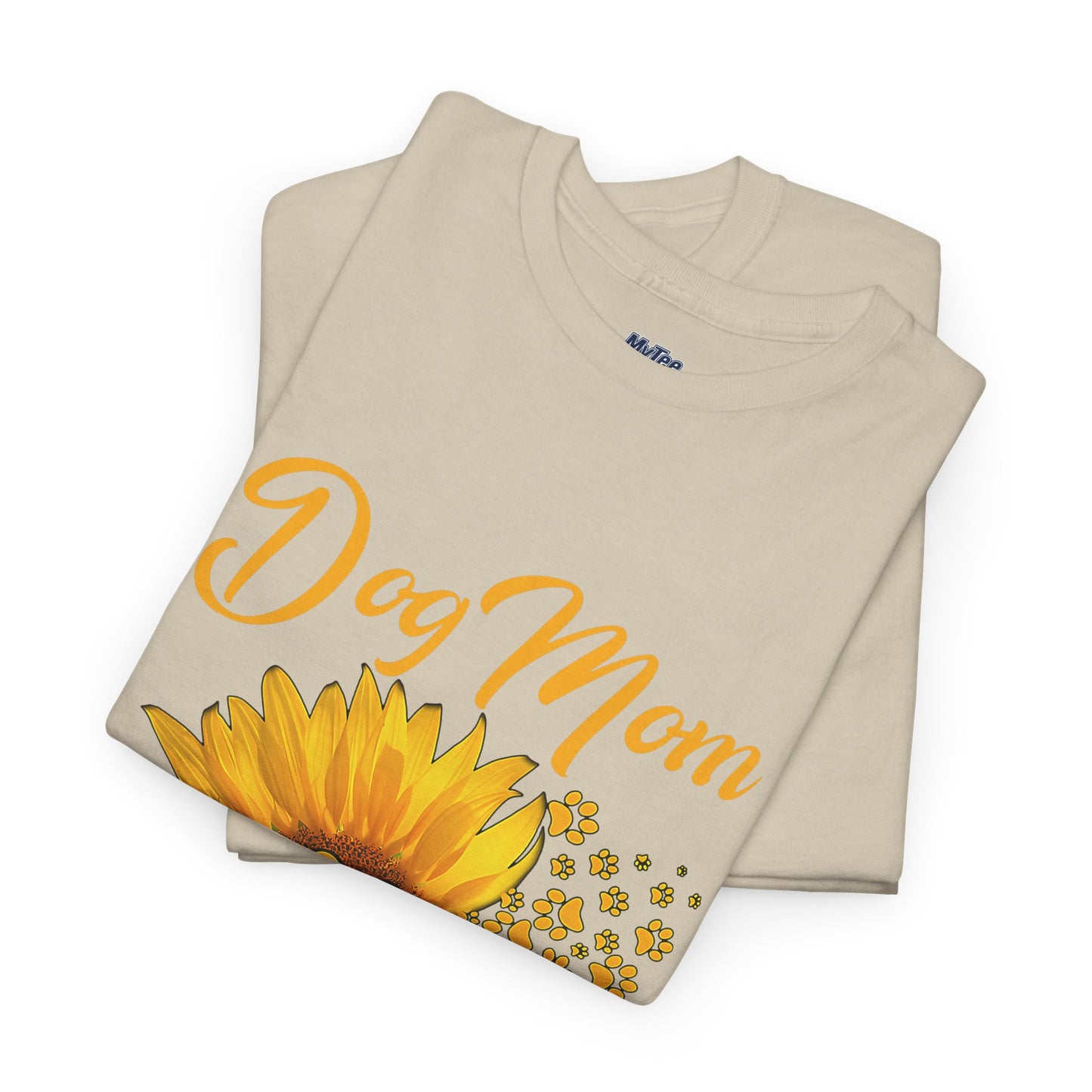Dog Mom Sunflower Paw Cotton T-Shirt