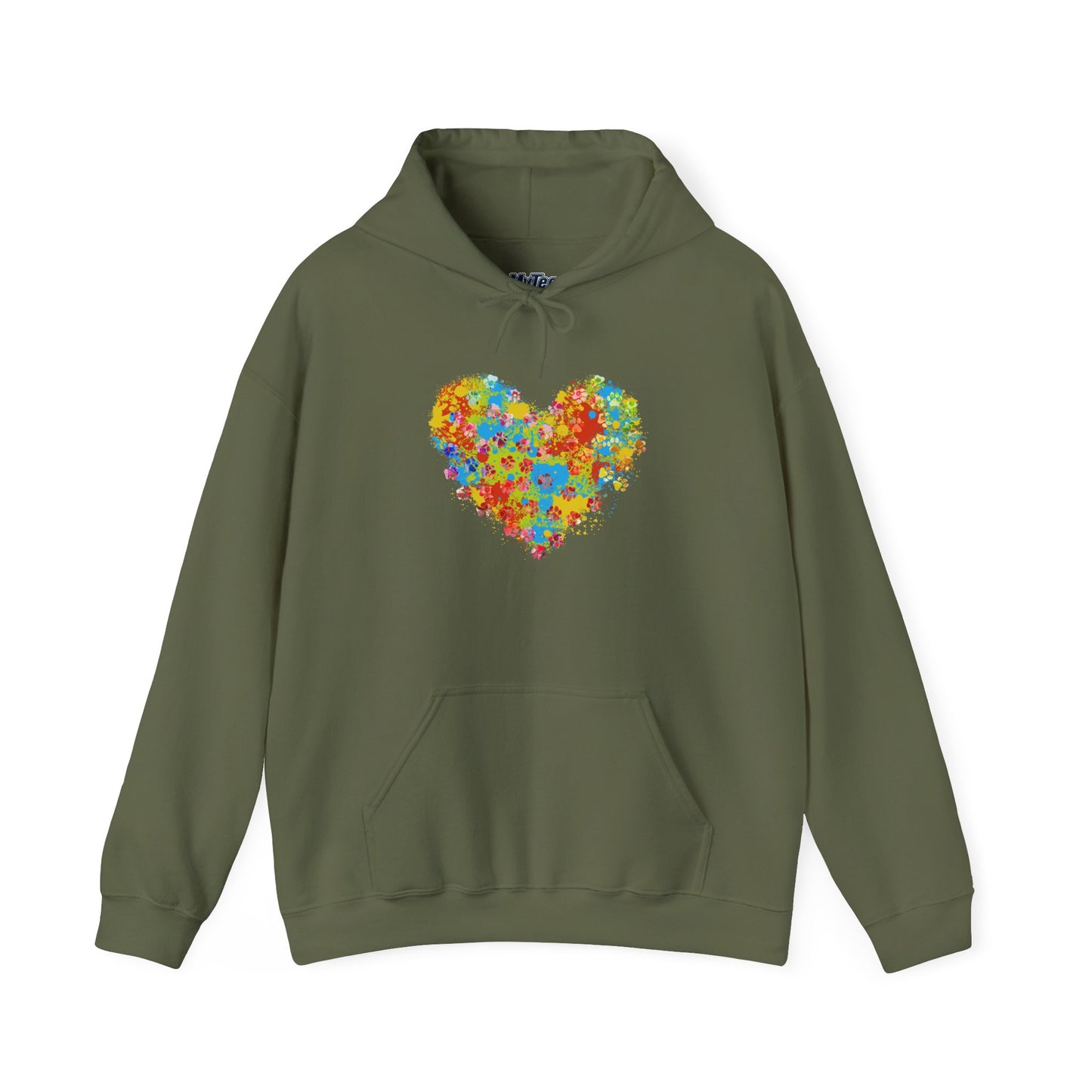 Colorful Heart Graphic Cozy Hoodie | Comfortable Winter Apparel