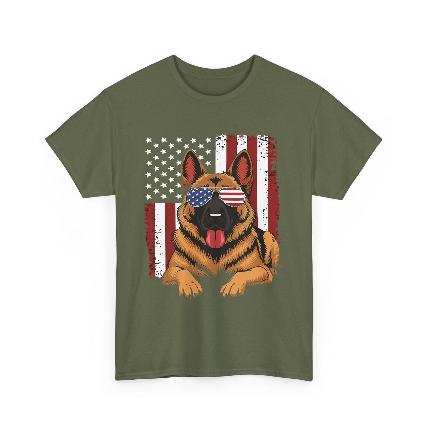 Patriotic German Shepherd Cotton T-Shirt | Tee