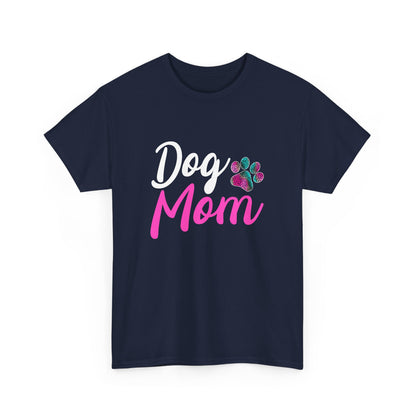 Dog Mom with a Colorful Paw Cotton T-Shirt