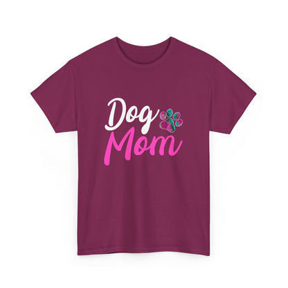 Dog Mom with a Colorful Paw Cotton T-Shirt