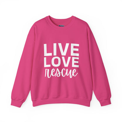 Live Love Rescue Sweatshirt - Unisex Cozy Crewneck, Pet Lover Gift