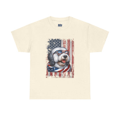 Patriotic Old English Sheepdog With Sunglasses Unisec T-Shirt