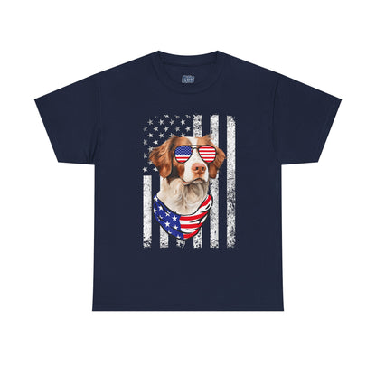 Patriotic Brittany Spaniel with Sunglasses Unisex T-Shirt