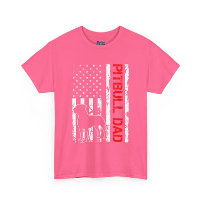 Patriotic Pitbull Dad Heavy Cotton T-Shirt | Father's Day Gift