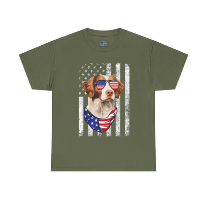 Patriotic Brittany Spaniel with Sunglasses Unisex T-Shirt