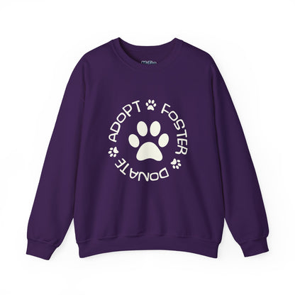Adopt Foster Donate Unisex Sweatshirt | Paw Print Animal Shelter Pullover