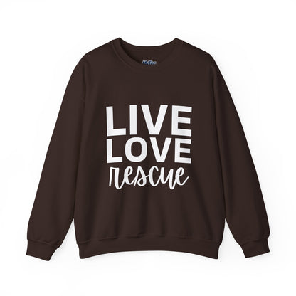 Live Love Rescue Sweatshirt - Unisex Cozy Crewneck, Pet Lover Gift
