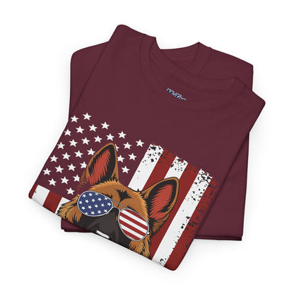Patriotic German Shepherd Cotton T-Shirt | Tee
