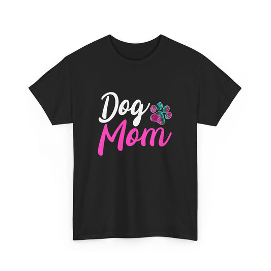 Dog Mom with a Colorful Paw Cotton T-Shirt