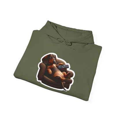 Dachshund TV Boss Unisex Hoodie– Funny Wiener Dog Relax Tee