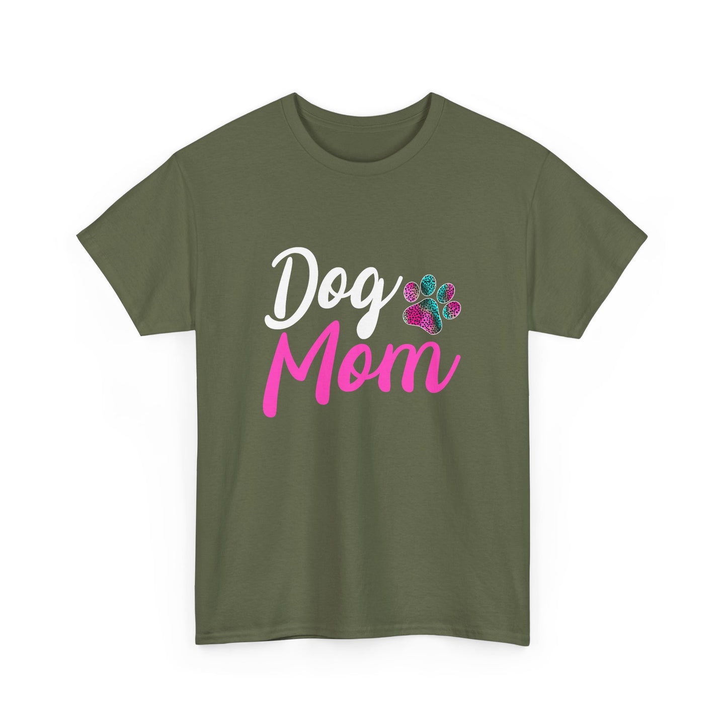 Dog Mom with a Colorful Paw Cotton T-Shirt