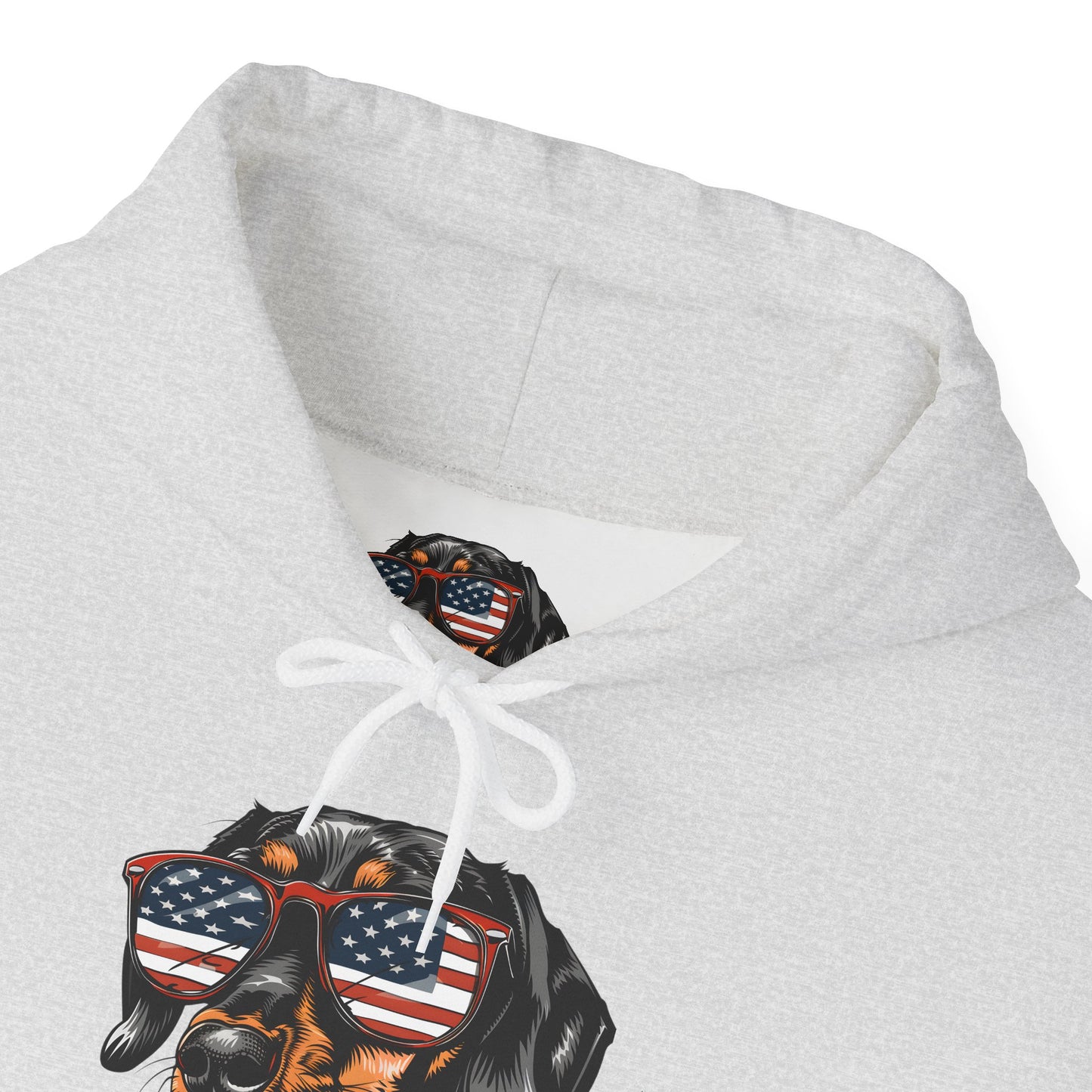 Patriotic Dachshund Dog Unisex Hoodie With Sunglasses