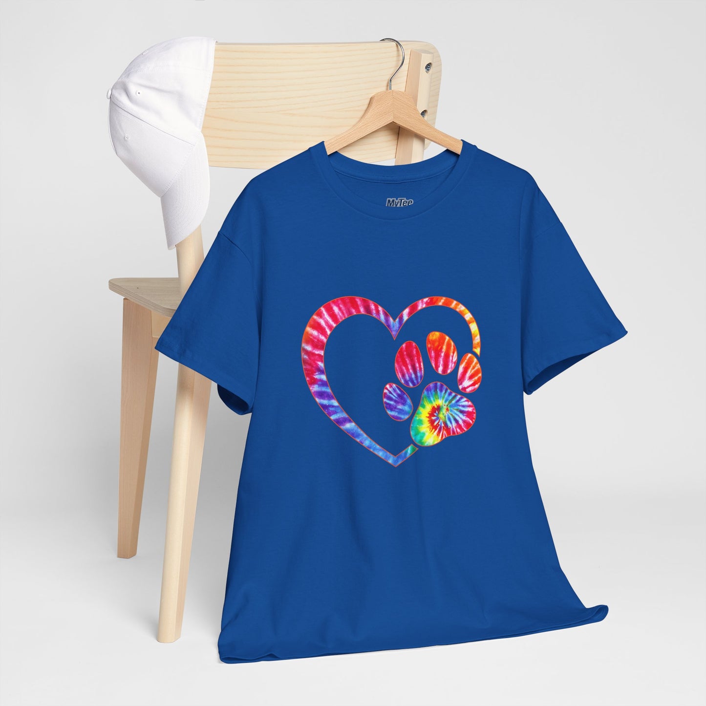 Paw Heart Rainbow Tie-Dye Dog Lover Cotton T-Shirt