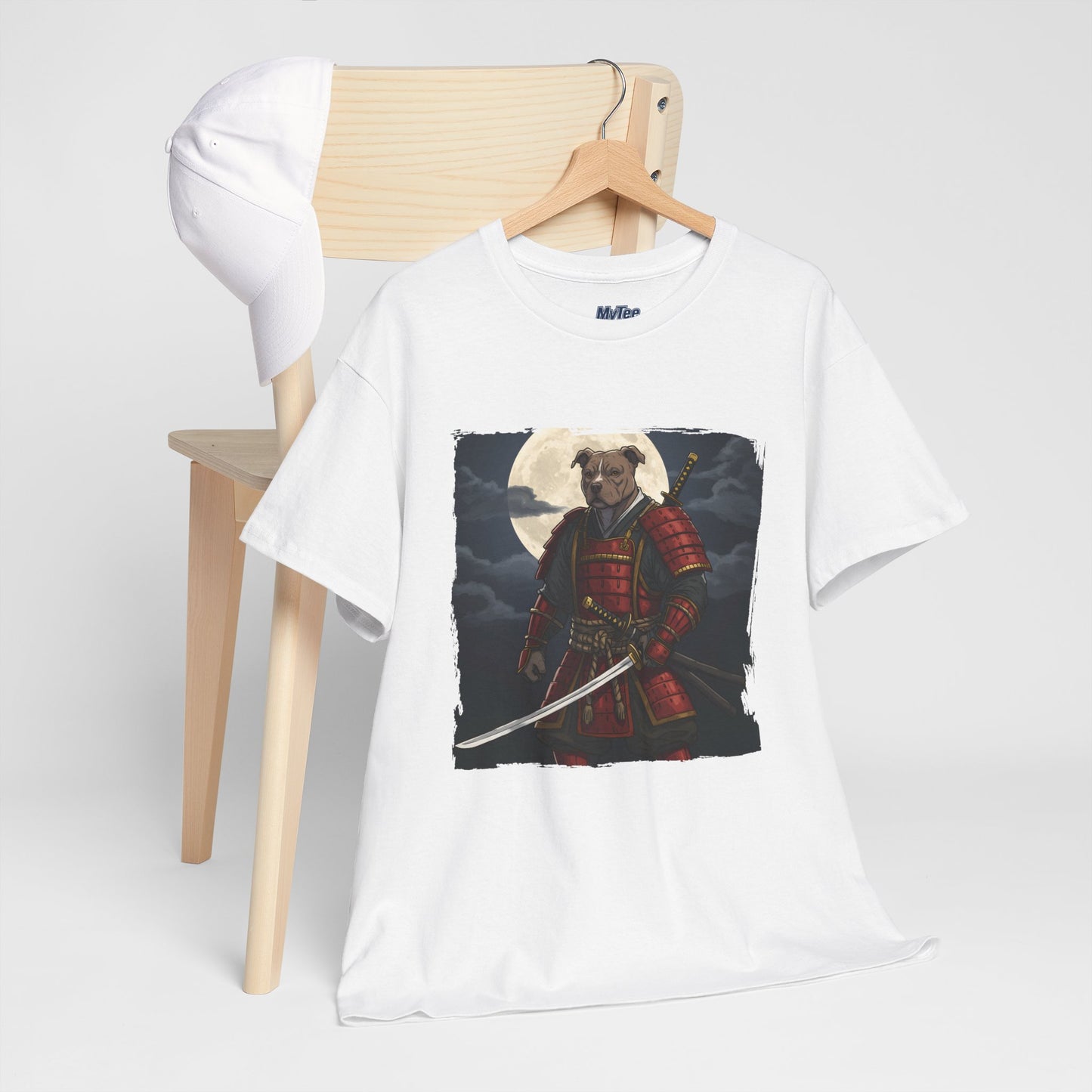 Pitbull Samurai Warrior Unisex Heavy T-Shirt,Tee | Graphic Tee For Anime Lovers