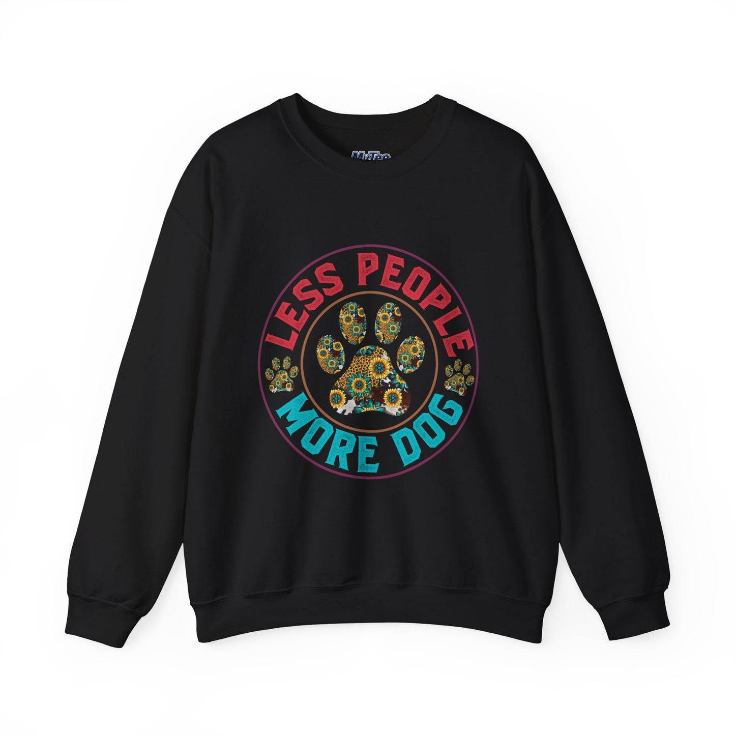 Less People More Dog Unisex Sweatshirt – Floral Paw Print Statement