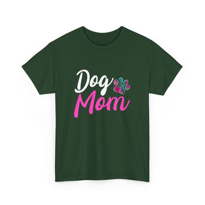 Dog Mom with a Colorful Paw Cotton T-Shirt