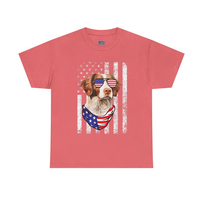 Patriotic Brittany Spaniel with Sunglasses Unisex T-Shirt