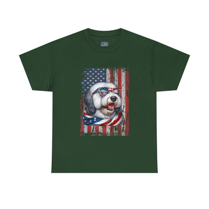 Patriotic Old English Sheepdog With Sunglasses Unisec T-Shirt