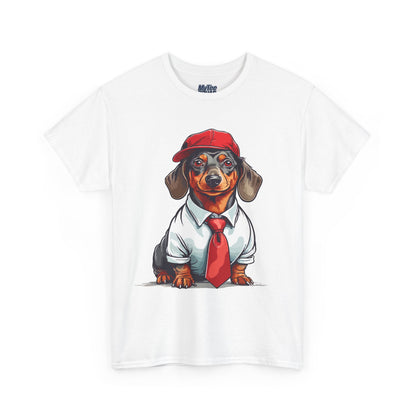 Dachshund Boss Unisex T-Shirt – Cool Pup in Cap & Tie