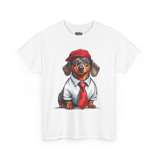 Dachshund Boss Unisex T-Shirt – Cool Pup in Cap & Tie
