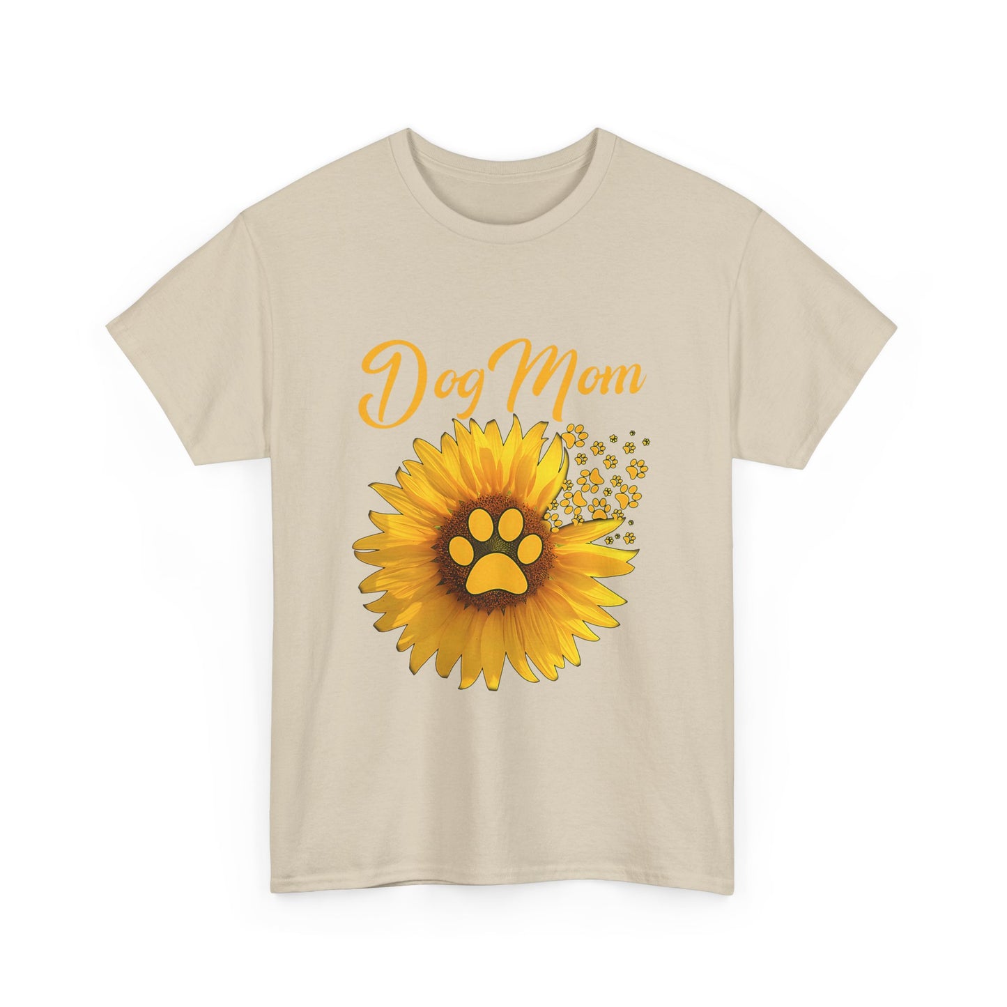 Dog Mom Sunflower Paw Cotton T-Shirt