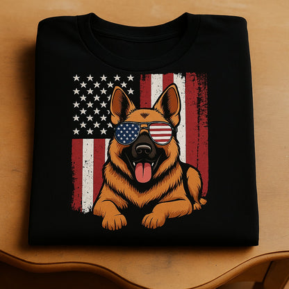 Patriotic German Shepherd Cotton T-Shirt | Tee